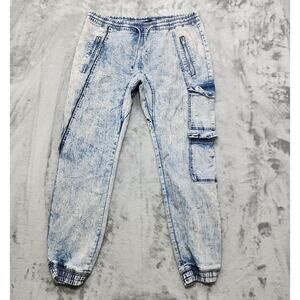 Vintage Encrypted Jeans Mens XXL Blue Pull On Cargo Jogger Stretch Denim Casual